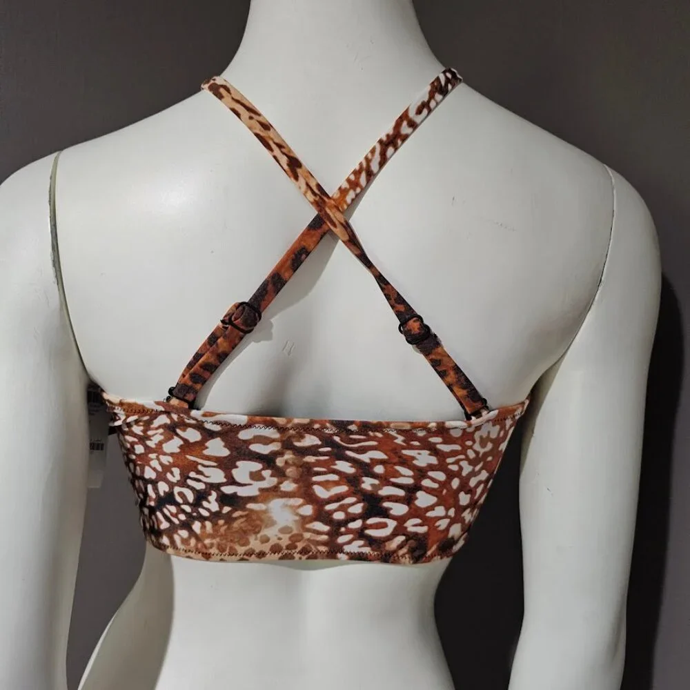 Bar III Glam Cheetah Bandeau Swim Top